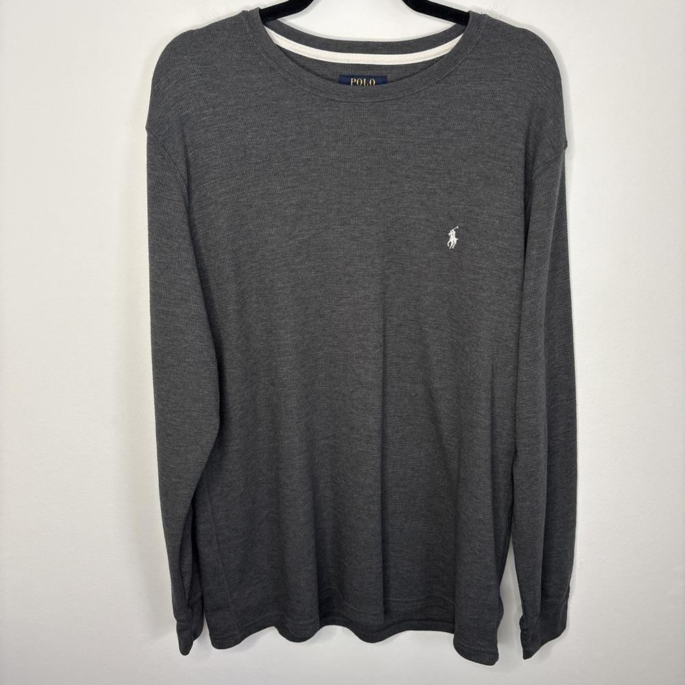 Polo Ralph Lauren Men's XL Sleepwear Shirt Long Sleeve Gray Thermal Comfy Lounge